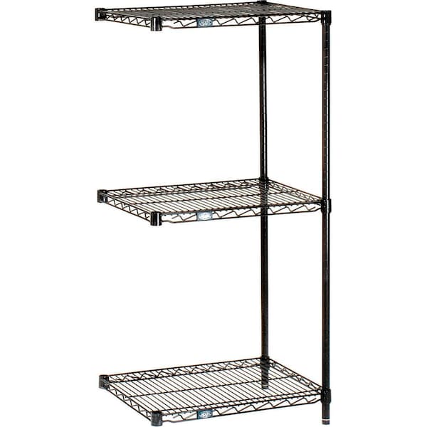 Nexel Black Epoxy, 3 Tier, Wire Shelving Add-On Unit, 42W x 24D x 34H A24423B3 - main